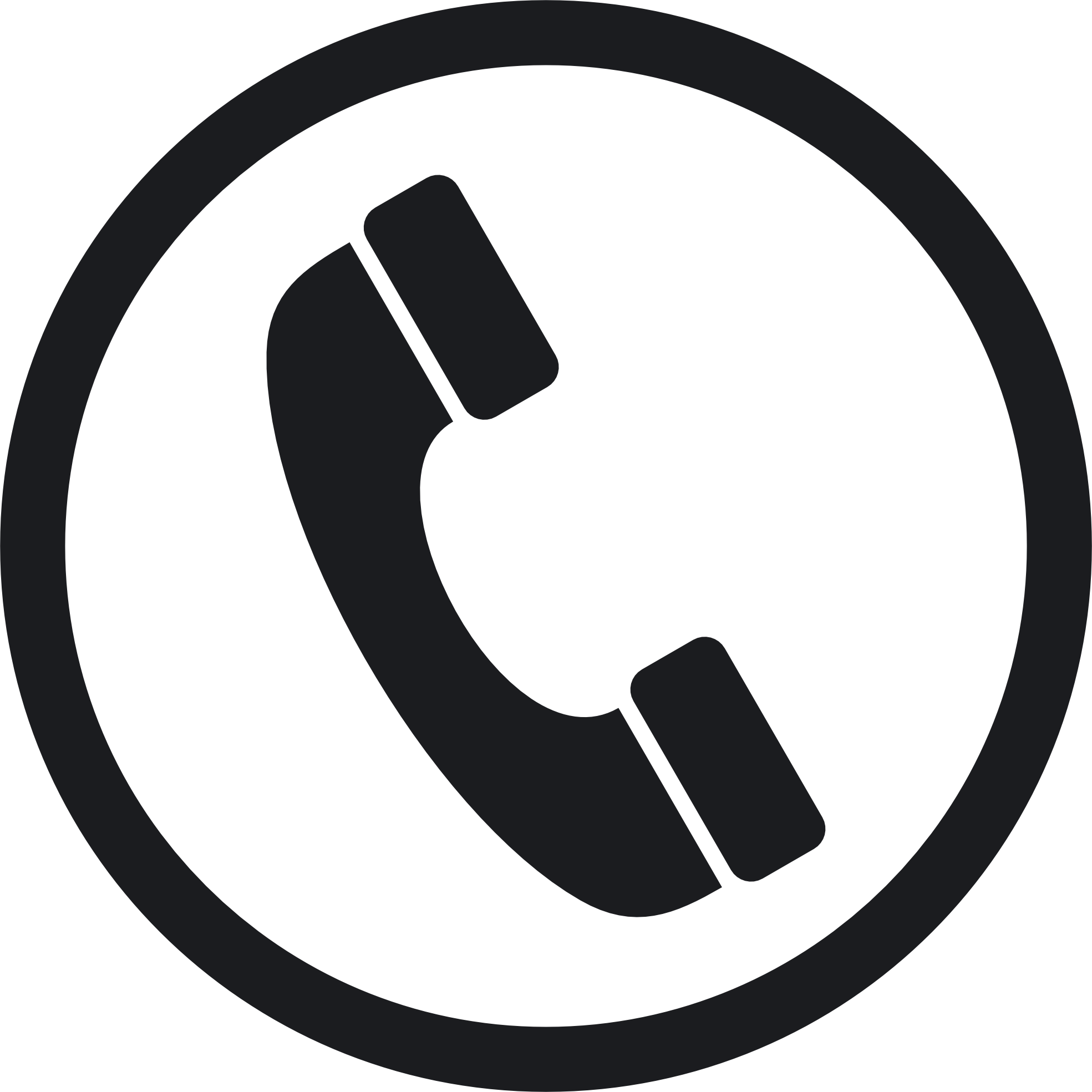 Black phone icon in circle for contact graphics
