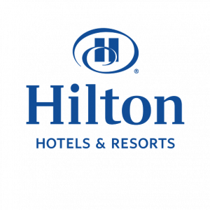 Hilton brand logo for hotels and resorts.