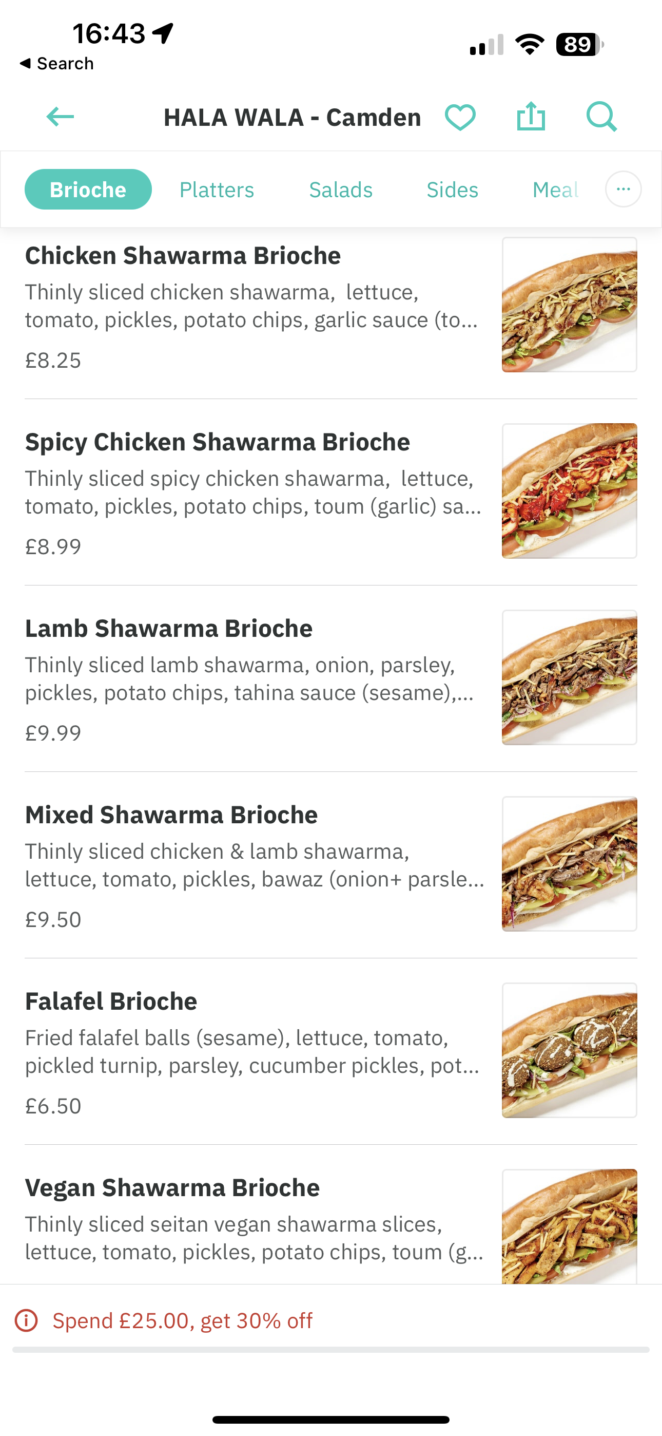 Variety of Shawarma Brioche Options at Hala Wala Menu